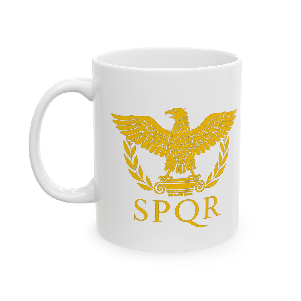 Ancient Rome SPQR Caesar Ceramic Mug — Red Roman-Style Coffee Cup