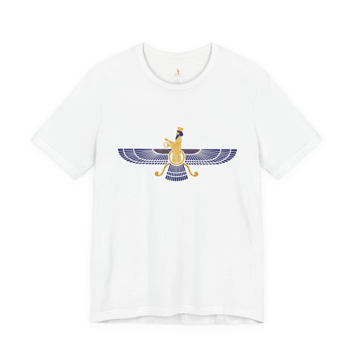 Lapis Lazuli Faravahar Zoroastrian Symbol T-Shirt – Ancient Persian Winged Sun Tee