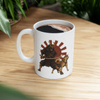 Samurai with Akita Inu Ceramic Mug —  Coffee Cup 11oz